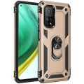 Xiaomi Mi 10T Kılıf Silikon Zırhlı Standlı Yüzüklü Mıknatıslı Tank Kapak - Gold