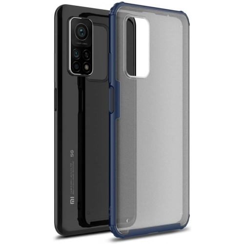 Xiaomi Mi 10T Kılıf Volks Serisi Kenarları Silikon Arkası Şeffaf Sert Kapak - Lacivert