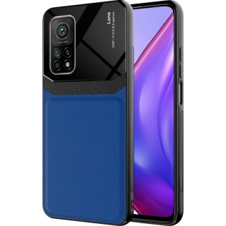 Xiaomi Mi 10T Pro Kılıf Deri Görünümlü Emiks Kapak - Mavi