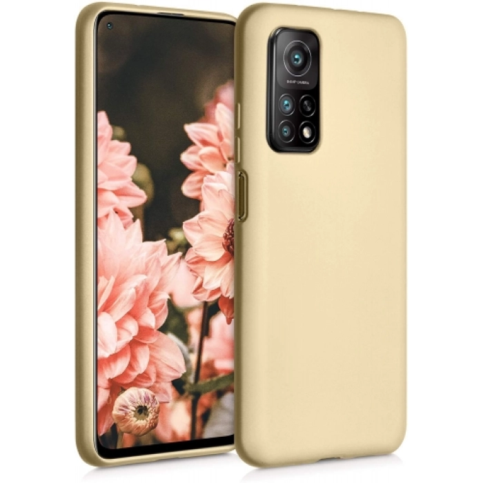 Xiaomi Mi 10T Pro Kılıf İnce Soft Mat Renkli Esnek Silikon Kapak - Gold