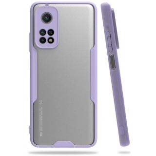 Xiaomi Mi 10T Pro Kılıf Renkli Silikon Kamera Lens Korumalı Şeffaf Parfe Kapak - Lila