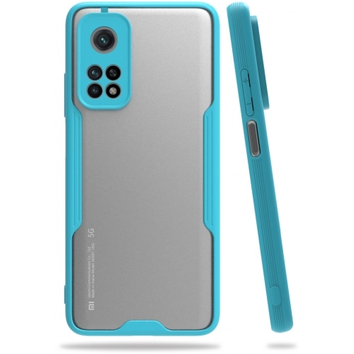 Xiaomi Mi 10T Pro Kılıf Renkli Silikon Kamera Lens Korumalı Şeffaf Parfe Kapak - Mavi