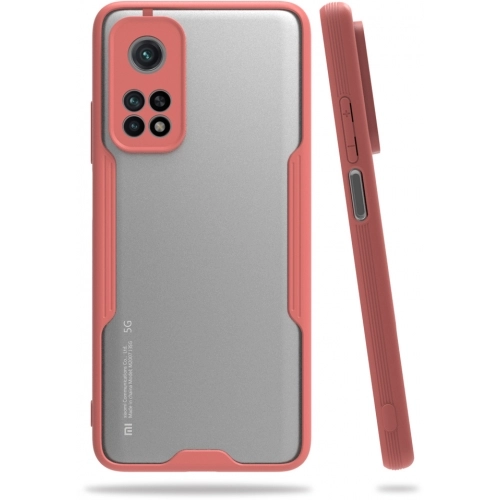 Xiaomi Mi 10T Pro Kılıf Renkli Silikon Kamera Lens Korumalı Şeffaf Parfe Kapak - Pembe