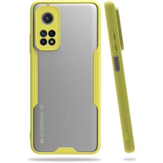 Xiaomi Mi 10T Pro Kılıf Renkli Silikon Kamera Lens Korumalı Şeffaf Parfe Kapak - Sarı