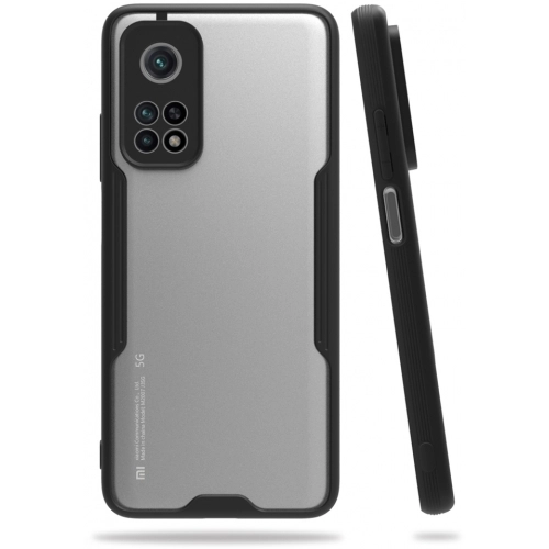 Xiaomi Mi 10T Pro Kılıf Renkli Silikon Kamera Lens Korumalı Şeffaf Parfe Kapak - Siyah