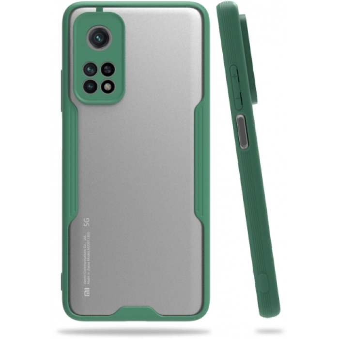 Xiaomi Mi 10T Pro Kılıf Renkli Silikon Kamera Lens Korumalı Şeffaf Parfe Kapak - Yeşil
