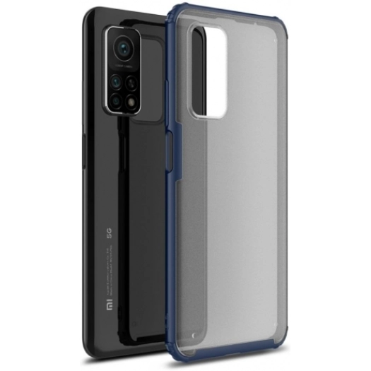 Xiaomi Mi 10T Pro Kılıf Volks Serisi Kenarları Silikon Arkası Şeffaf Sert Kapak - Lacivert