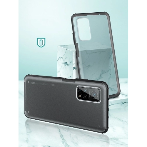 Xiaomi Mi 10T Pro Kılıf Volks Serisi Kenarları Silikon Arkası Şeffaf Sert Kapak - Siyah