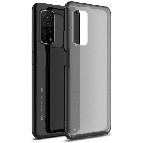 Xiaomi Mi 10T Pro Kılıf Volks Serisi Kenarları Silikon Arkası Şeffaf Sert Kapak - Siyah