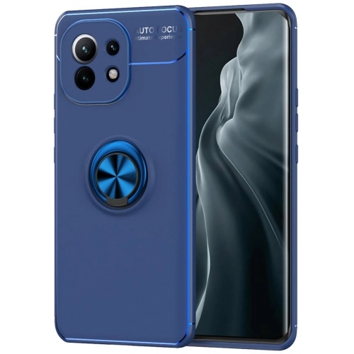 Xiaomi Mi 11 Kılıf Renkli Silikon Yüzüklü Standlı Auto Focus Ravel Kapak - Mavi