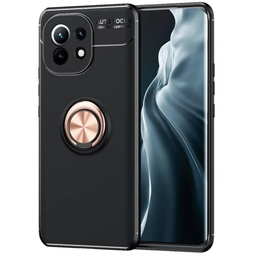 Xiaomi Mi 11 Kılıf Renkli Silikon Yüzüklü Standlı Auto Focus Ravel Kapak - Rose Gold