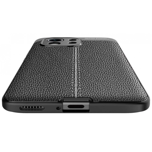 Xiaomi Mi 11 Kılıf Deri Görünümlü Lüks Parmak İzi Bırakmaz Niss Silikon Kapak - Siyah