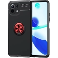 Xiaomi Mi 11 Lite Kılıf Renkli Silikon Yüzüklü Standlı Auto Focus Ravel Kapak - Kırmızı - Siyah
