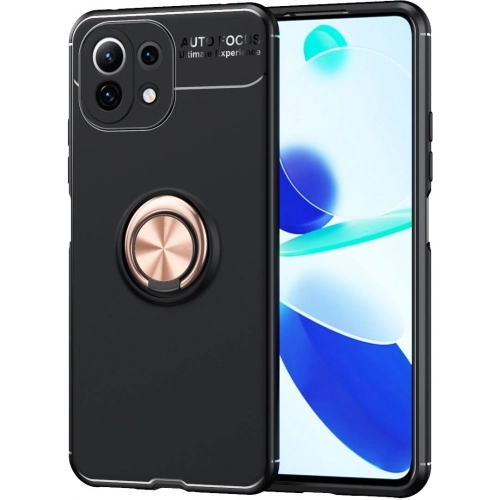 Xiaomi Mi 11 Lite Kılıf Renkli Silikon Yüzüklü Standlı Auto Focus Ravel Kapak - Rose Gold