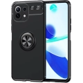 Xiaomi Mi 11 Lite Kılıf Renkli Silikon Yüzüklü Standlı Auto Focus Ravel Kapak - Siyah