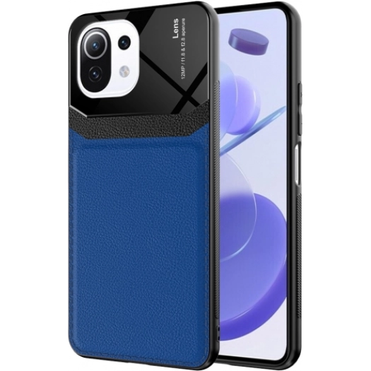 Xiaomi Mi 11 Lite Kılıf Deri Görünümlü Emiks Kapak - Mavi