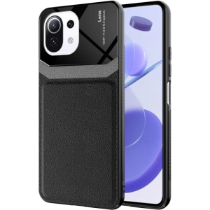 Xiaomi Mi 11 Lite Kılıf Deri Görünümlü Emiks Kapak - Siyah