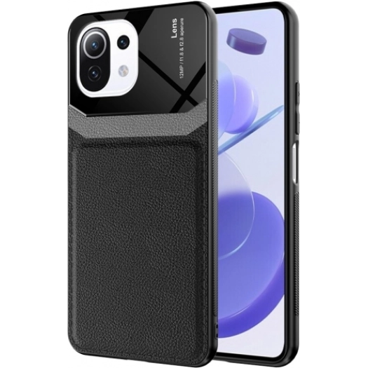 Xiaomi Mi 11 Lite Kılıf Deri Görünümlü Emiks Kapak - Siyah