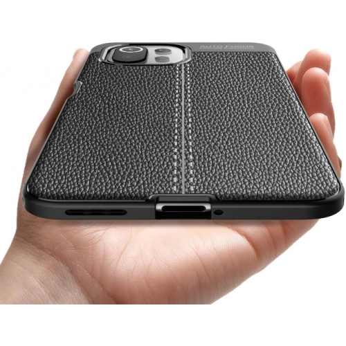 Xiaomi Mi 11 Lite Kılıf Deri Görünümlü Lüks Parmak İzi Bırakmaz Niss Silikon Kapak - Siyah