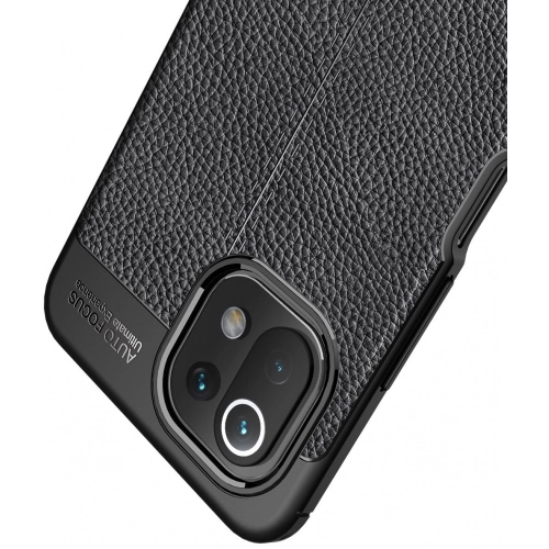 Xiaomi Mi 11 Lite Kılıf Deri Görünümlü Lüks Parmak İzi Bırakmaz Niss Silikon Kapak - Siyah
