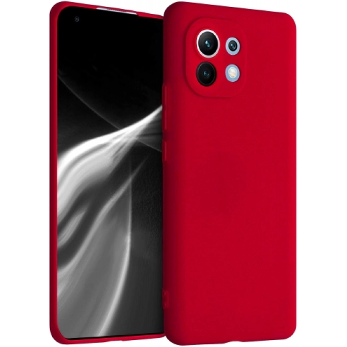 Xiaomi Mi 11 Lite Kılıf İnce Soft Mat Renkli Esnek Silikon Kapak - Kırmızı