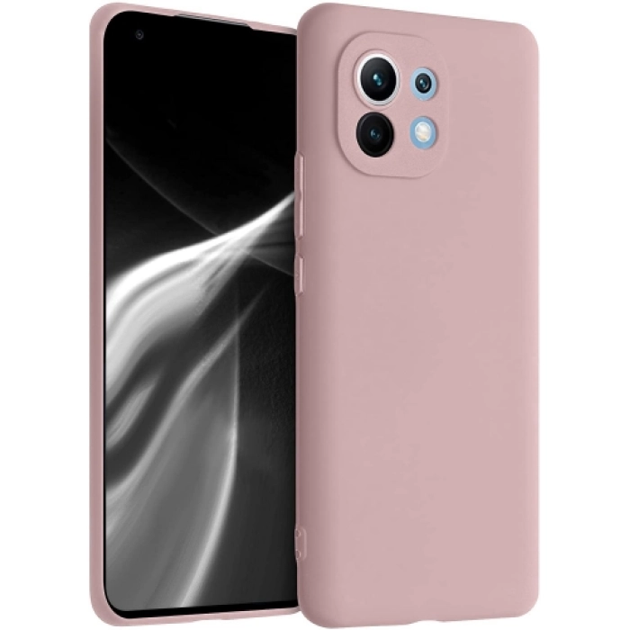 Xiaomi Mi 11 Lite Kılıf İnce Soft Mat Renkli Esnek Silikon Kapak - Rose Gold