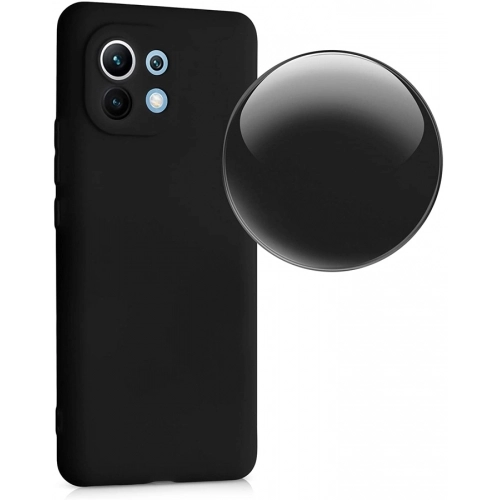 Xiaomi Mi 11 Lite Kılıf İnce Soft Mat Renkli Esnek Silikon Kapak - Siyah