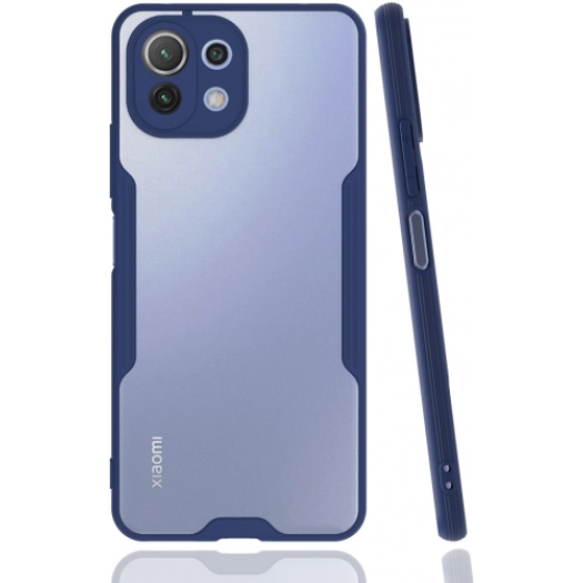 Xiaomi Mi 11 Lite Kılıf Renkli Silikon Kamera Lens Korumalı Şeffaf Parfe Kapak - Lacivert