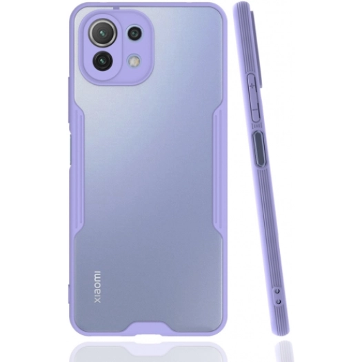 Xiaomi Mi 11 Lite Kılıf Renkli Silikon Kamera Lens Korumalı Şeffaf Parfe Kapak - Lila