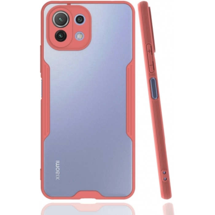 Xiaomi Mi 11 Lite Kılıf Renkli Silikon Kamera Lens Korumalı Şeffaf Parfe Kapak - Pembe