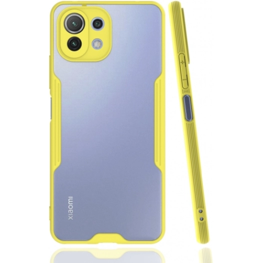 Xiaomi Mi 11 Lite Kılıf Renkli Silikon Kamera Lens Korumalı Şeffaf Parfe Kapak - Sarı
