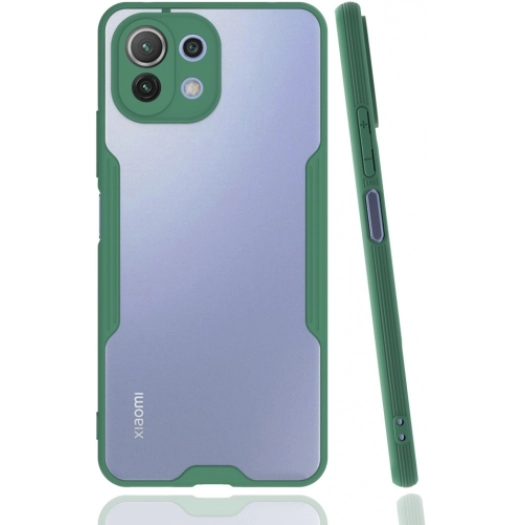 Xiaomi Mi 11 Lite Kılıf Renkli Silikon Kamera Lens Korumalı Şeffaf Parfe Kapak - Yeşil