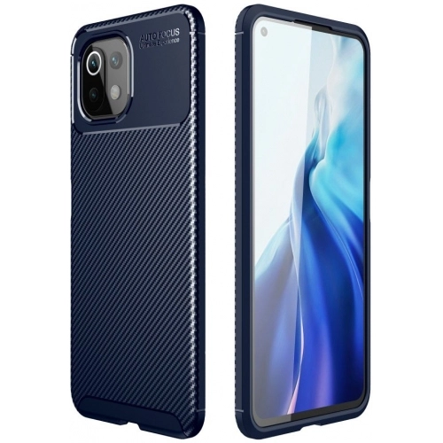 Xiaomi Mi 11 Lite Kılıf Silikon Parmak İzi Bırakmayan Karbon Soft Negro Kapak - Lacivert