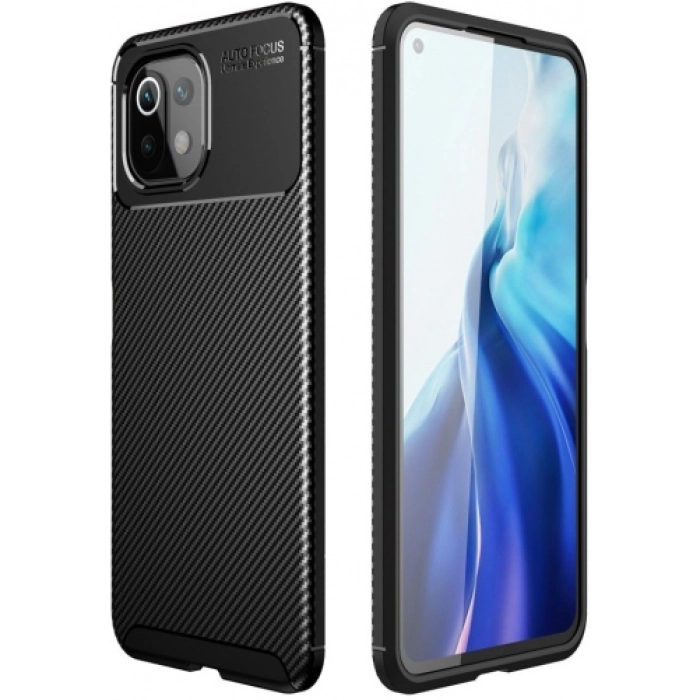 Xiaomi Mi 11 Lite Kılıf Silikon Parmak İzi Bırakmayan Karbon Soft Negro Kapak - Siyah