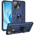 Xiaomi Mi 11 Lite Kılıf Silikon Zırhlı Standlı Yüzüklü Mıknatıslı Tank Kapak - Lacivert