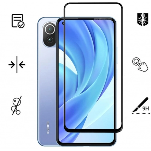 Xiaomi Mi 11 Lite Kırılmaz Cam Tam Kapatan Kenarları Kırılmaya Dayanıklı Cam Ekran Koruyucu - Siyah