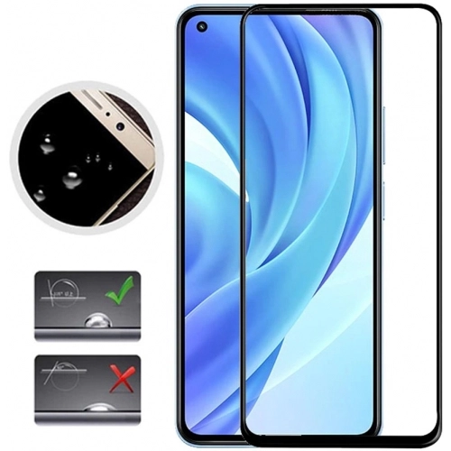 Xiaomi Mi 11 Lite Kırılmaz Cam Tam Kapatan Kenarları Kırılmaya Dayanıklı Cam Ekran Koruyucu - Siyah