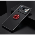 Xiaomi Mi 11 Ultra Kılıf Renkli Silikon Yüzüklü Standlı Auto Focus Ravel Kapak - Kırmızı - Siyah