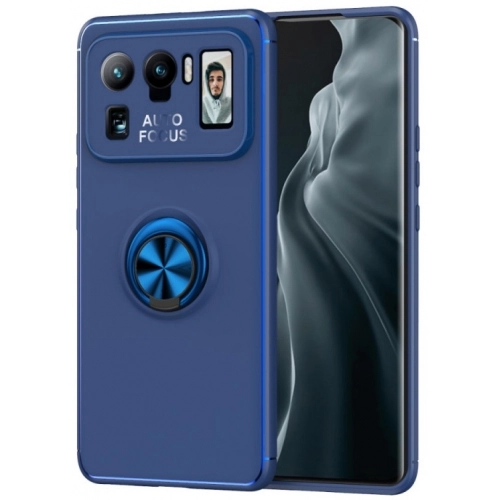 Xiaomi Mi 11 Ultra Kılıf Renkli Silikon Yüzüklü Standlı Auto Focus Ravel Kapak - Mavi