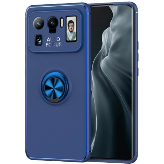 Xiaomi Mi 11 Ultra Kılıf Renkli Silikon Yüzüklü Standlı Auto Focus Ravel Kapak - Mavi