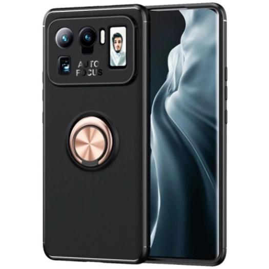 Xiaomi Mi 11 Ultra Kılıf Renkli Silikon Yüzüklü Standlı Auto Focus Ravel Kapak - Rose Gold