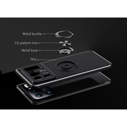 Xiaomi Mi 11 Ultra Kılıf Renkli Silikon Yüzüklü Standlı Auto Focus Ravel Kapak - Siyah