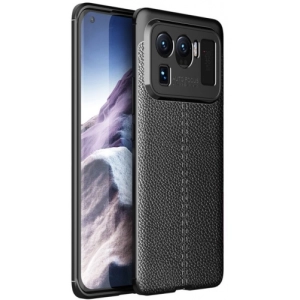 Xiaomi Mi 11 Ultra Kılıf Deri Görünümlü Lüks Parmak İzi Bırakmaz Niss Silikon Kapak - Siyah