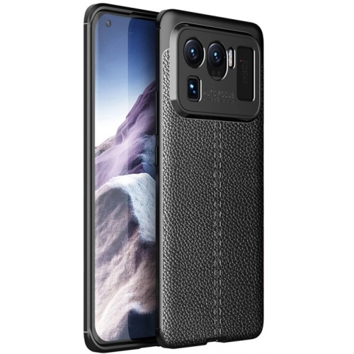 Xiaomi Mi 11 Ultra Kılıf Deri Görünümlü Lüks Parmak İzi Bırakmaz Niss Silikon Kapak - Siyah