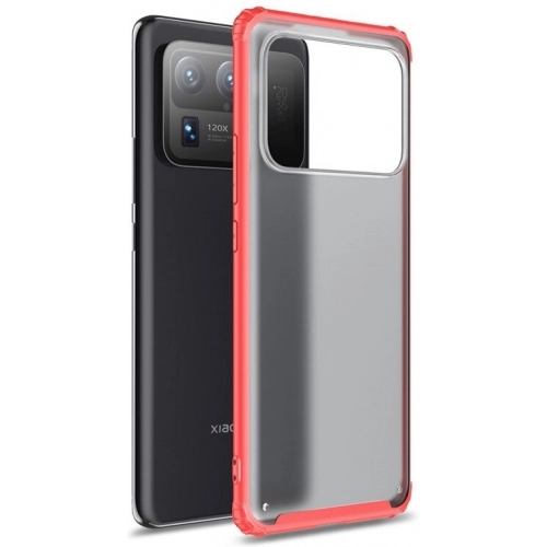 Xiaomi Mi 11 Ultra Kılıf Volks Serisi Kenarları Silikon Arkası Şeffaf Sert Kapak - Kırmızı