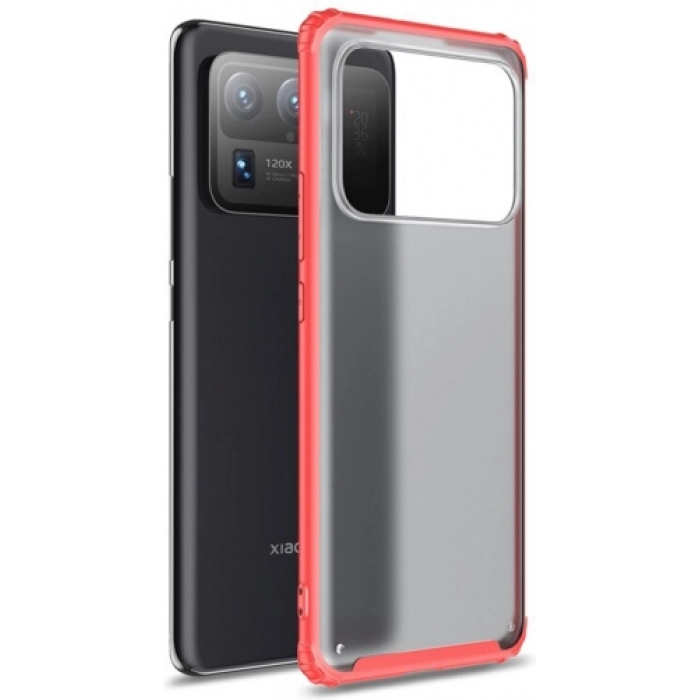 Xiaomi Mi 11 Ultra Kılıf Volks Serisi Kenarları Silikon Arkası Şeffaf Sert Kapak - Kırmızı