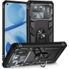 Xiaomi Mi 11 Ultra Kılıf Silikon Zırhlı Standlı Yüzüklü Mıknatıslı Tank Kapak - Siyah