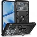 Xiaomi Mi 11 Ultra Kılıf Silikon Zırhlı Standlı Yüzüklü Mıknatıslı Tank Kapak - Siyah