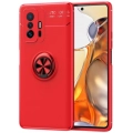Xiaomi Mi 11T Kılıf Renkli Silikon Yüzüklü Standlı Auto Focus Ravel Kapak - Kırmızı