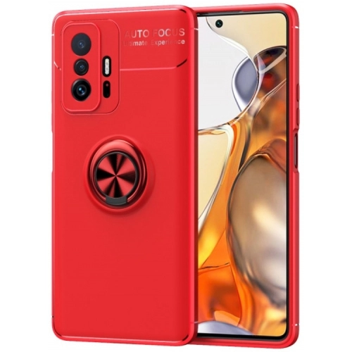 Xiaomi Mi 11T Kılıf Renkli Silikon Yüzüklü Standlı Auto Focus Ravel Kapak - Kırmızı